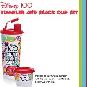 Tupperware Disney 100 Year Tumbler 16 oz. & Snack Cup